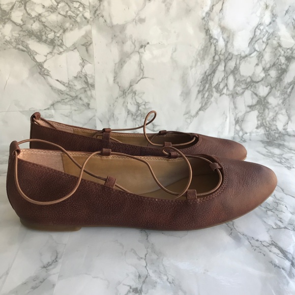 Lucky Brand Women Flat Cognac Lace Up Size 8.5 - Picture 4 of 8